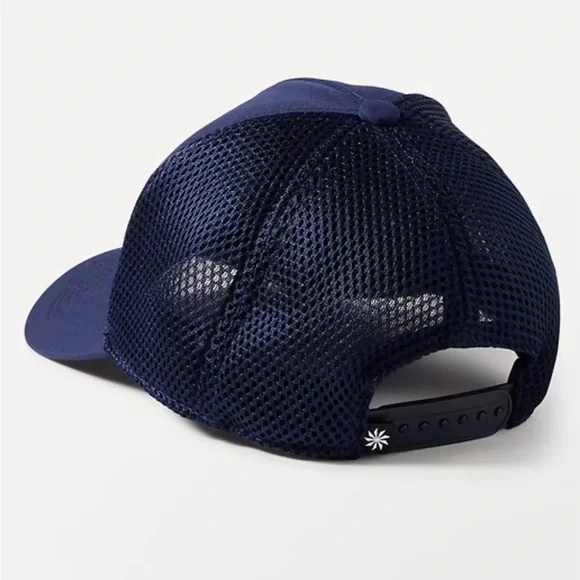 Athleta NWT Icon Navy Mesh Logo Trucker Cap - Picture 2 of 6